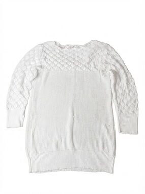 Women's White Open Knit Long Sleeve Sweater Size 2XL